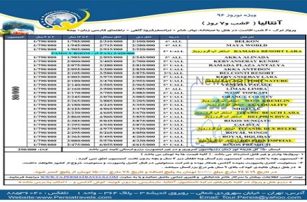 تور آنتالیا برای عید نوروز